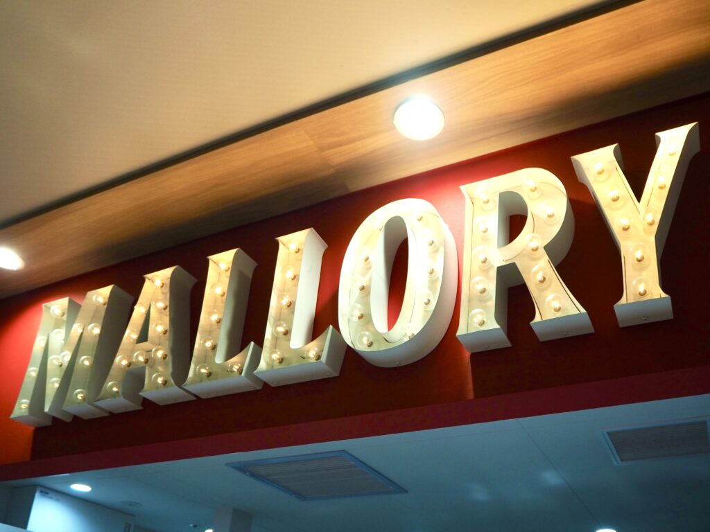 マロリーポークステーキ二俣川店の看板
