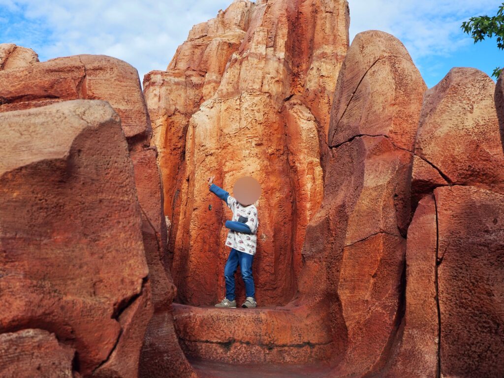 トムソーヤ島　ディズニーランド　岩の前の写真