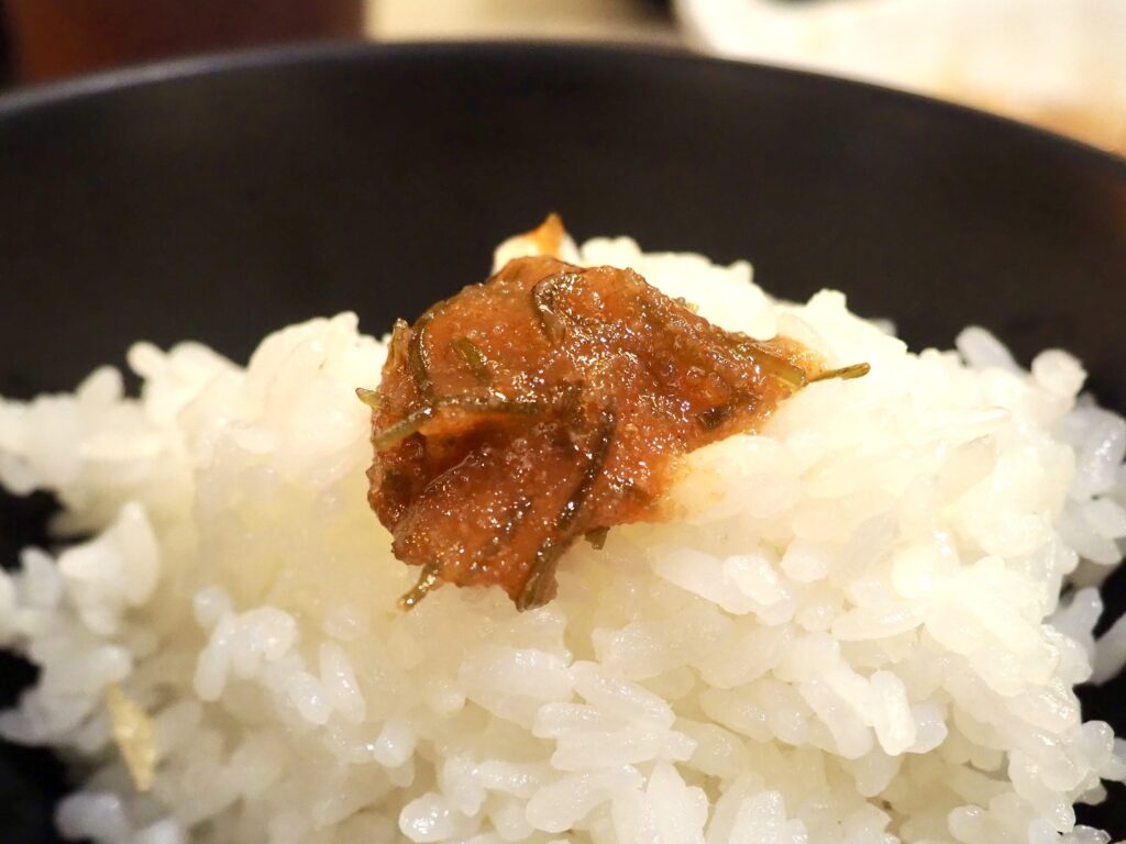 ジョイナステラス二俣川にある「博多天ぷらたかお」の昆布明太子の写真。店頭で販売も。