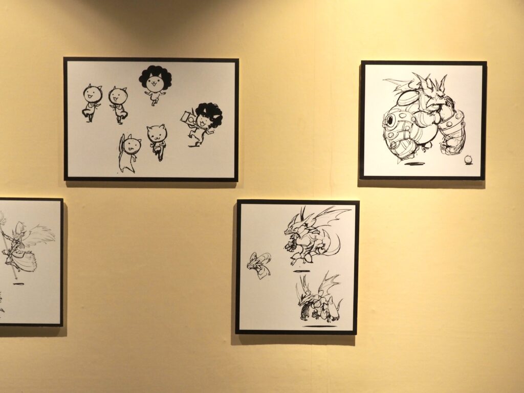 横浜で開催中の「にゃんこ大戦争展」のラフコーナーの写真