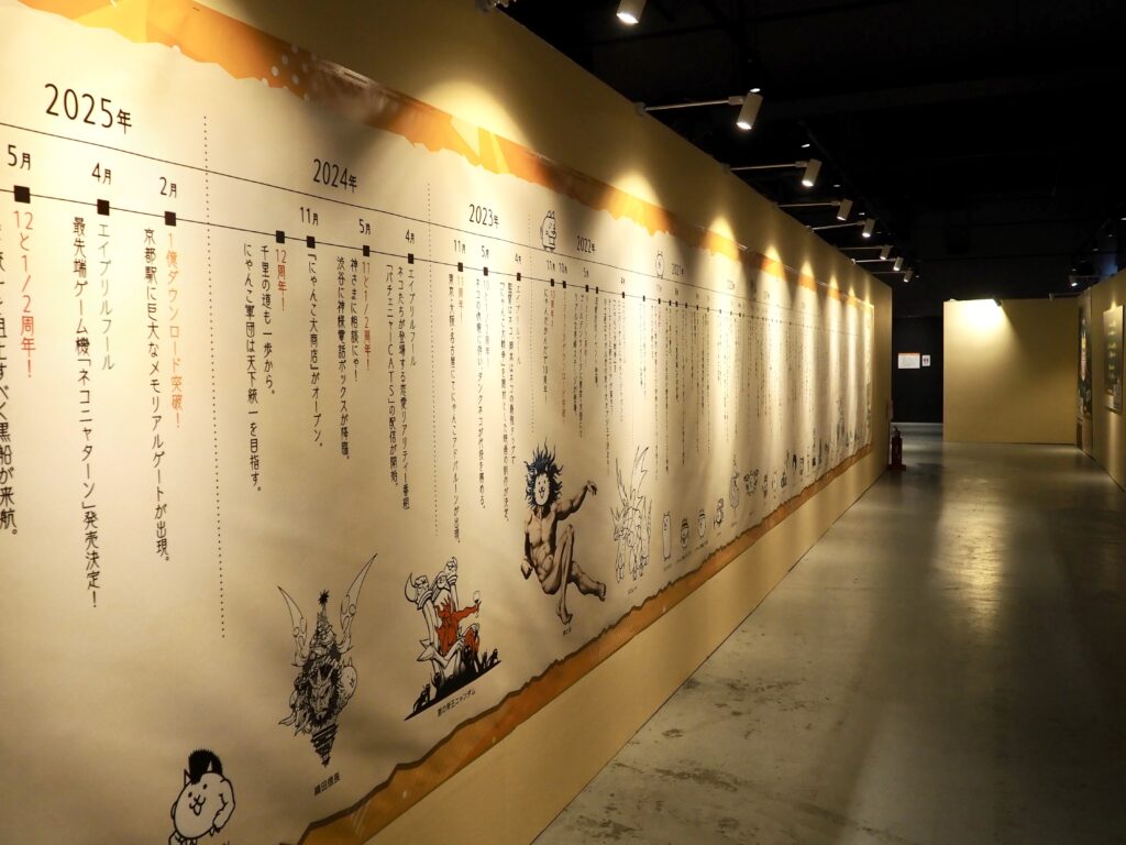 横浜で開催中の「にゃんこ大戦争展」の年表コーナーの写真
