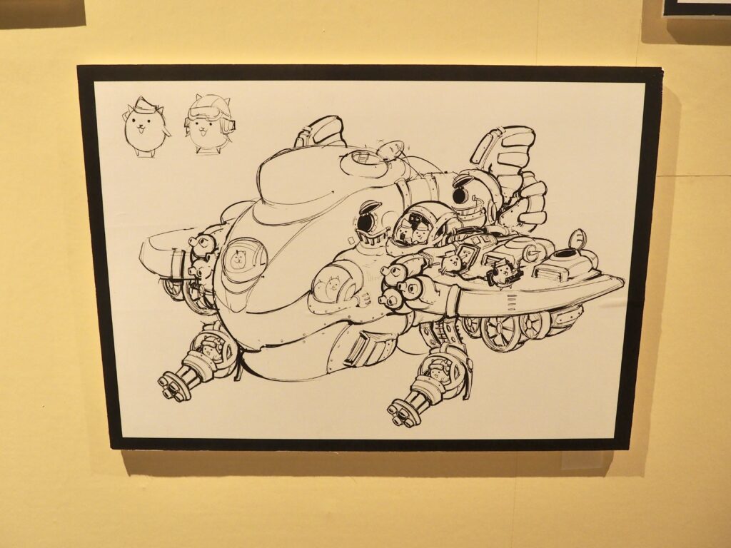 横浜で開催中の「にゃんこ大戦争展」のキャラクターラフの写真